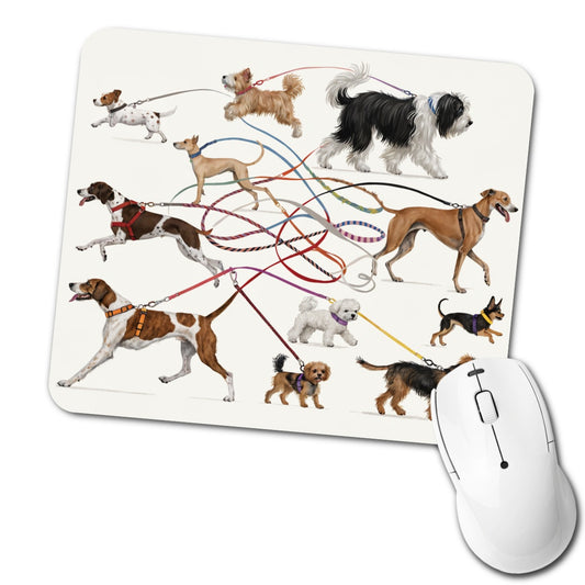 Dog Walking Fun Low Profile Mouse Pad Mat