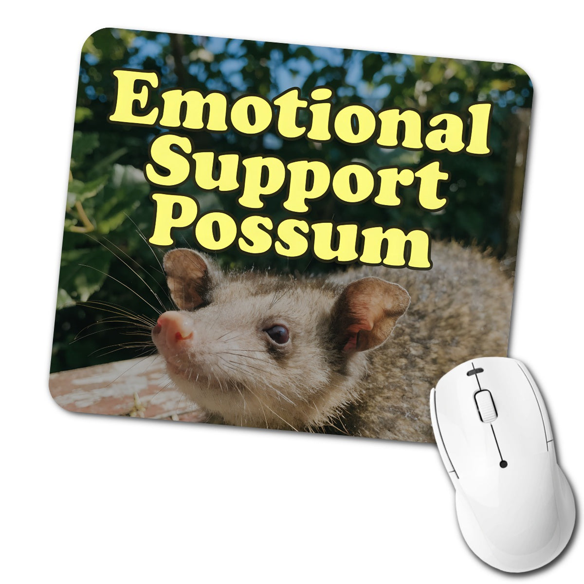 Emotional Support Possum Funny Low Profile Mouse Pad Mat