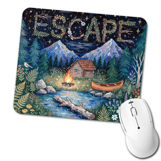 Escape Cozy Cabin Campfire Low Profile Mouse Pad Mat
