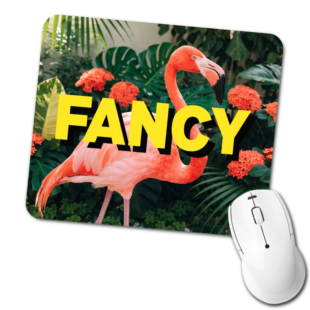Fancy Pink Flamingo Funny Low Profile Mouse Pad Mat