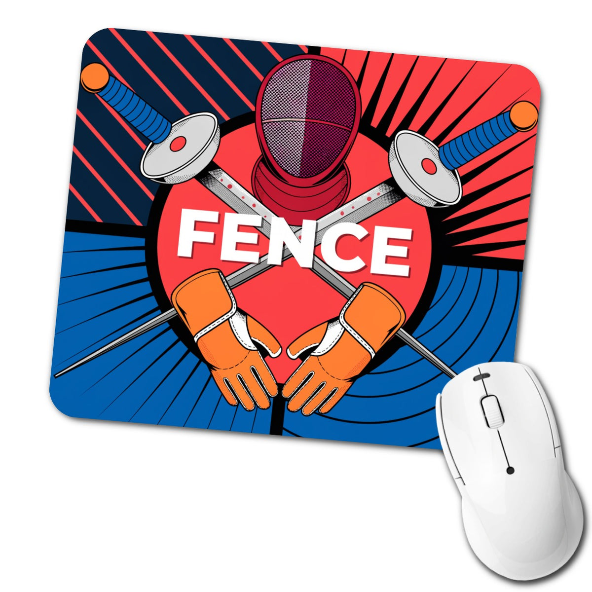 Fencing Foils Mask Low Profile Mouse Pad Mat