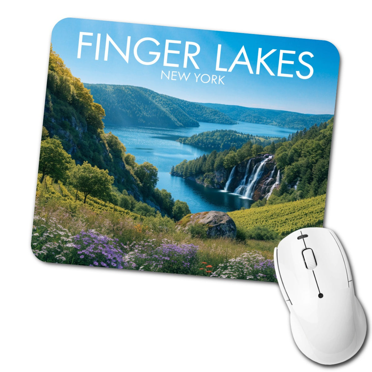Finger Lakes New York Travel Low Profile Mouse Pad Mat