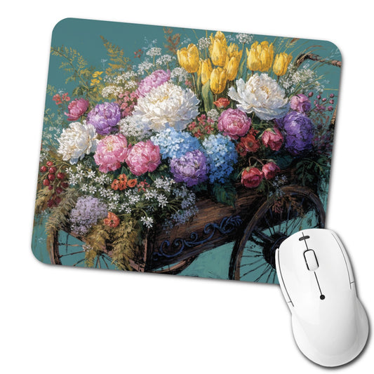 Flower Cart Overflowing Low Profile Mouse Pad Mat