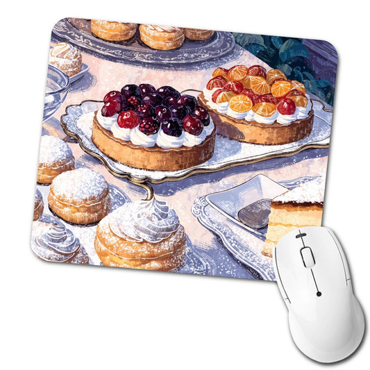 French Patisserie Pastries Low Profile Mouse Pad Mat