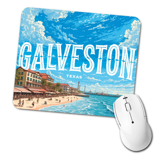 Galveston Texas Travel Low Profile Mouse Pad Mat