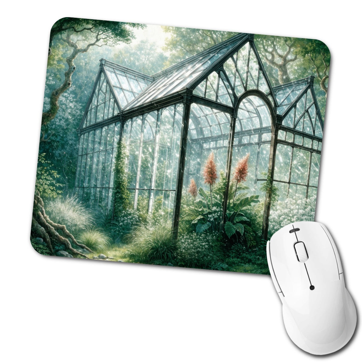 Garden Glass Conservatory Low Profile Mouse Pad Mat