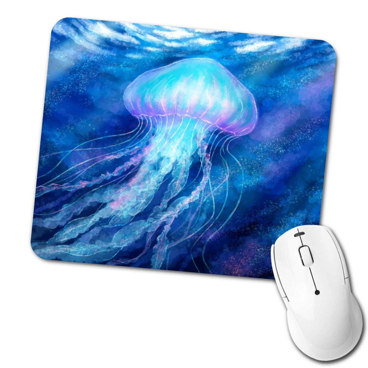 Glowing Jellyfish Ocean Low Profile Mouse Pad Mat