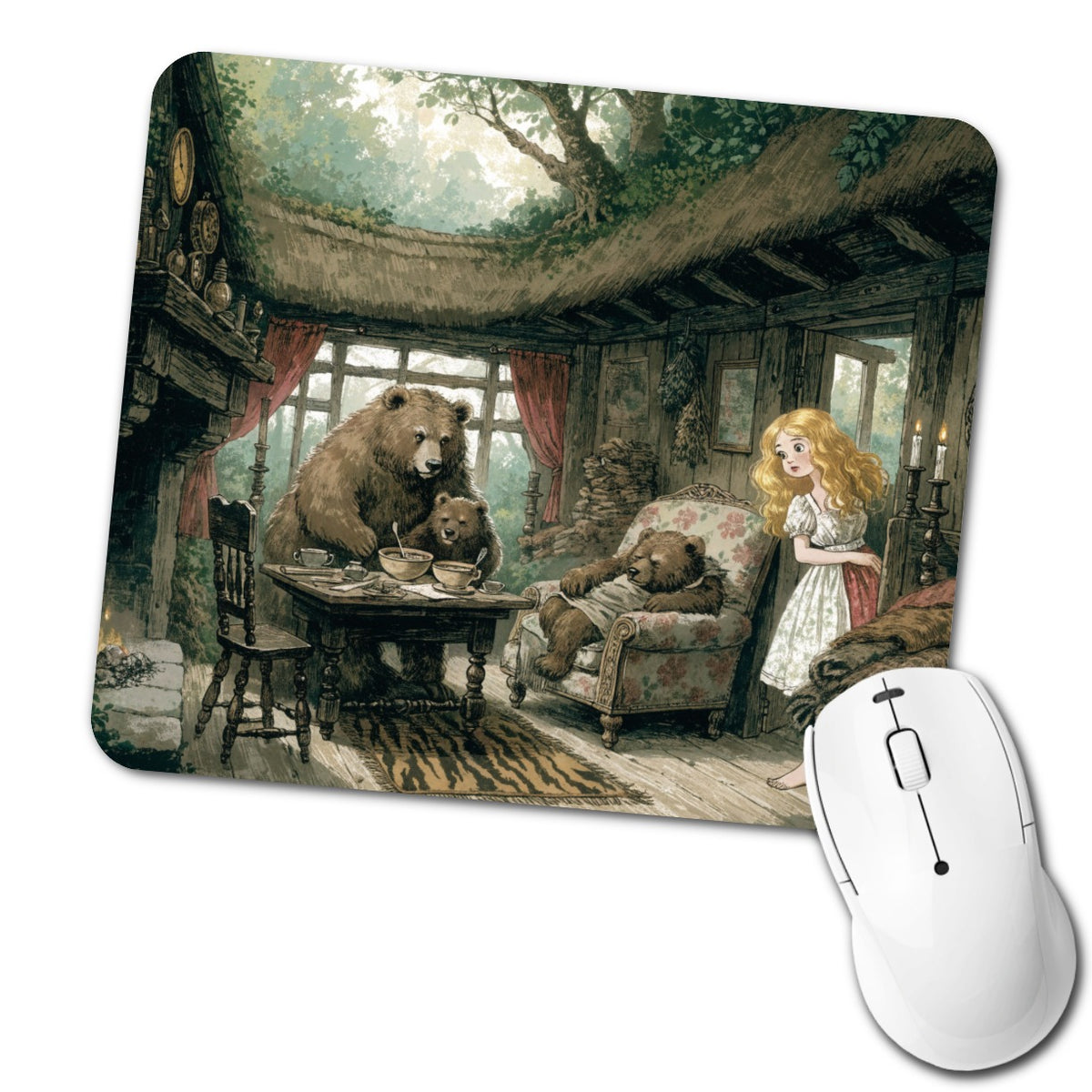 Goldilocks Three Bears Low Profile Mouse Pad Mat