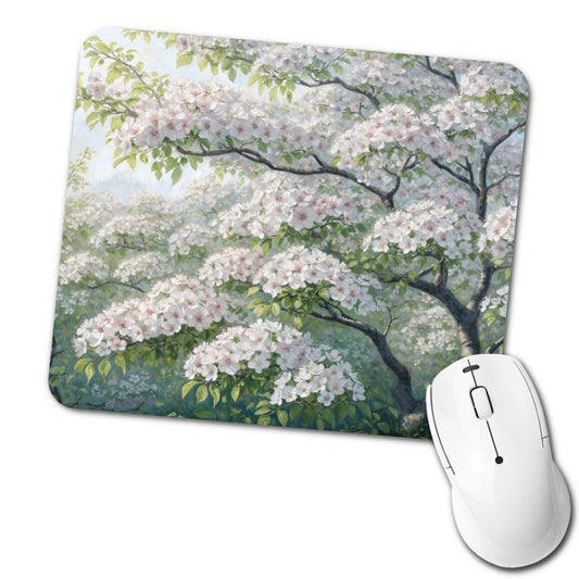 Graceful Flowering Dogwood Tree Low Profile Mouse Pad Mat
