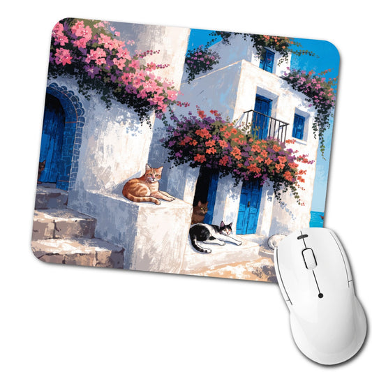Greek Island Cats Low Profile Mouse Pad Mat