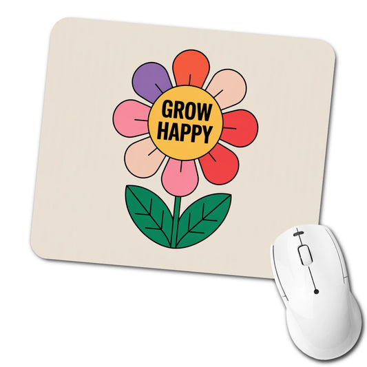 Grow Happy Cheerful Flower Gardener Low Profile Mouse Pad Mat