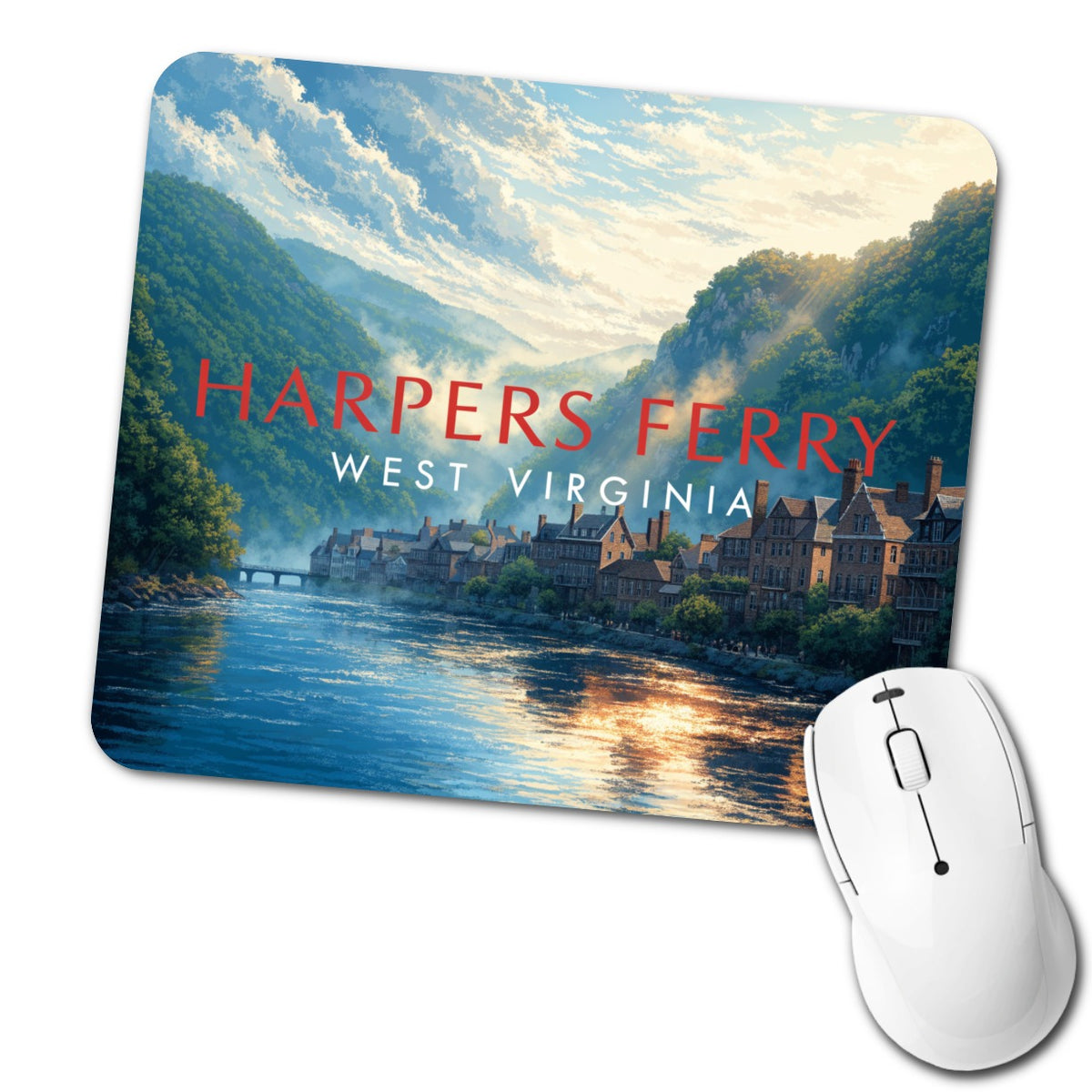 Harpers Ferry West Virginia Travel Low Profile Mouse Pad Mat
