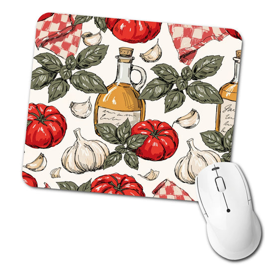 Heirloom Tomatoes Basil Garlic Low Profile Mouse Pad Mat