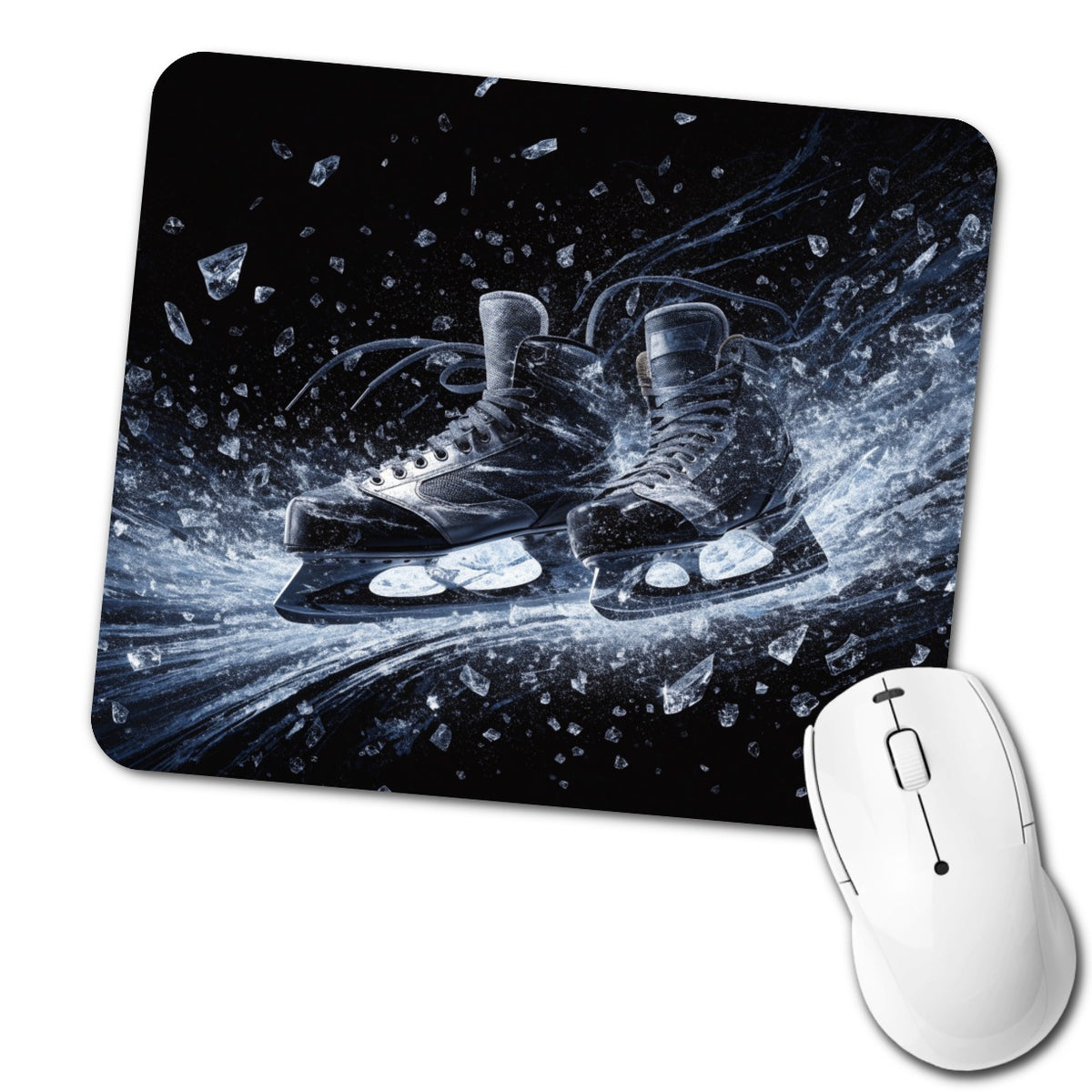 Hockey Skates On Ice Low Profile Mouse Pad Mat