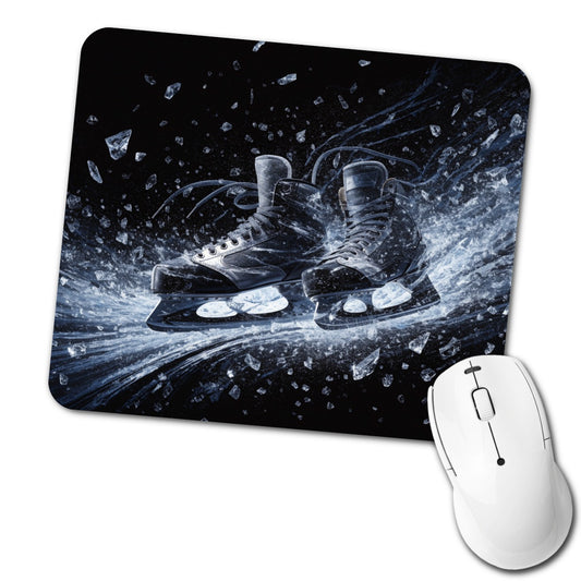 Hockey Skates On Ice Low Profile Mouse Pad Mat