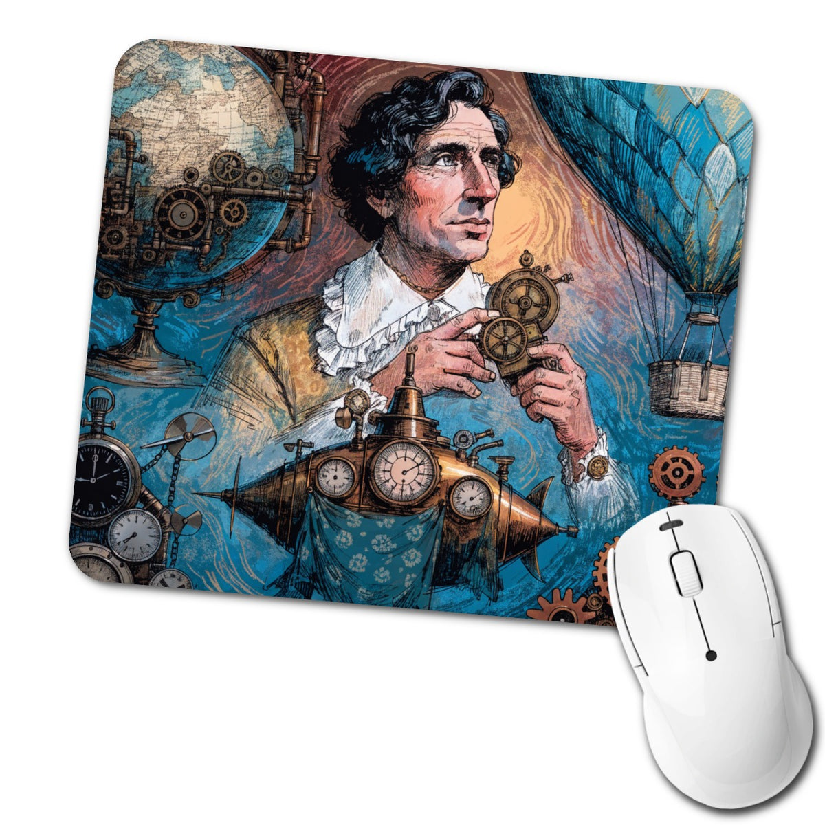 Jules Verne Author Low Profile Mouse Pad Mat