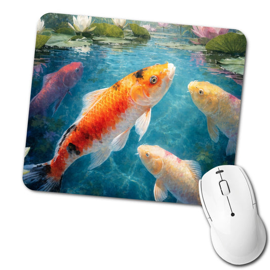 Koi Water Lily Pond Low Profile Mouse Pad Mat