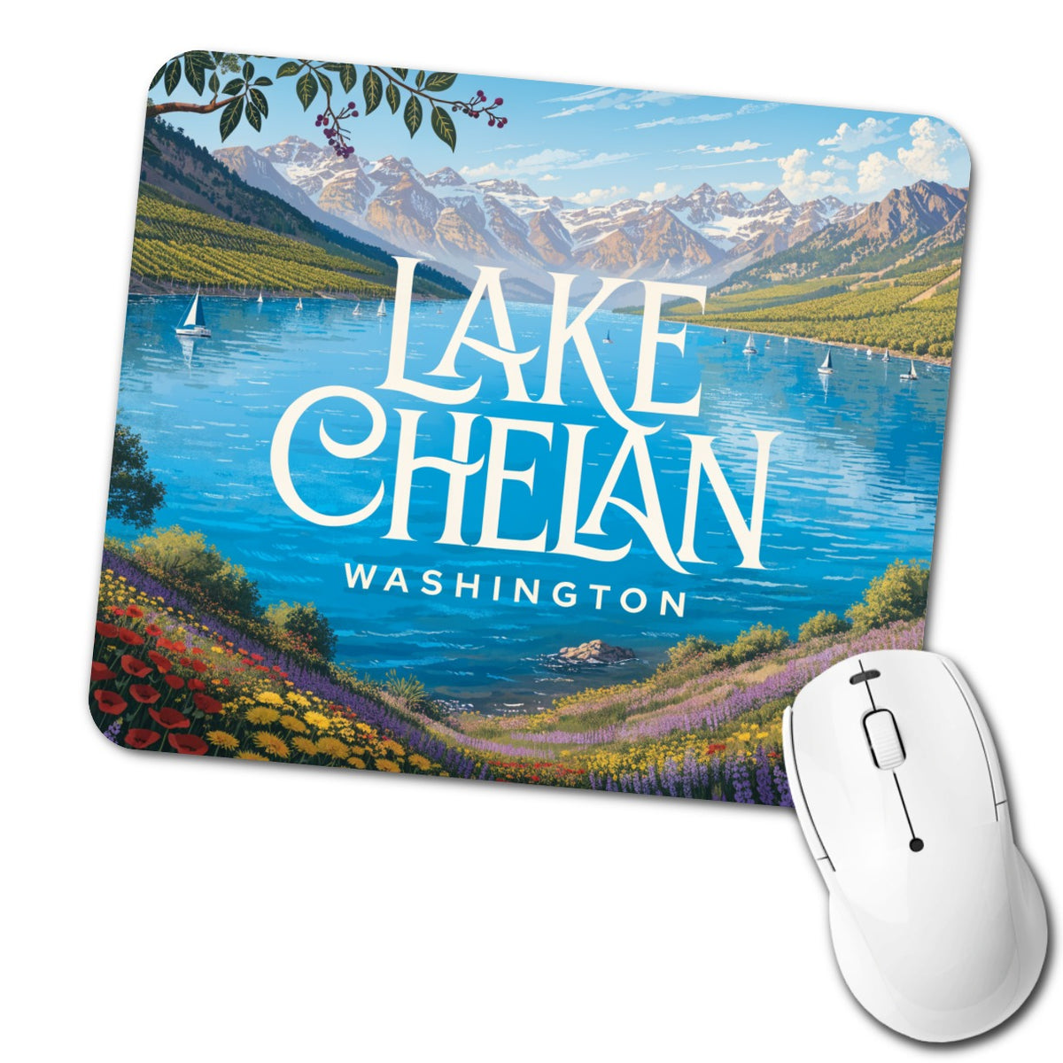 Lake Chelan Washington Travel Low Profile Mouse Pad Mat