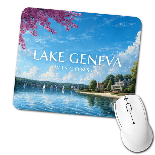 Lake Geneva Wisconsin Travel Low Profile Mouse Pad Mat