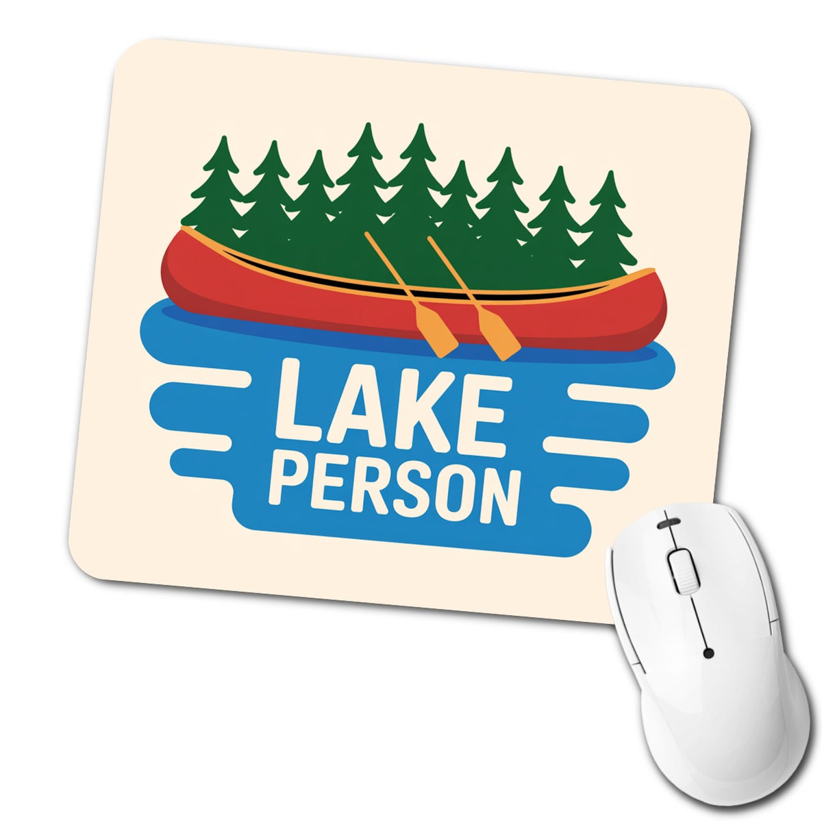 Lake Person Canoe Trees Low Profile Mouse Pad Mat