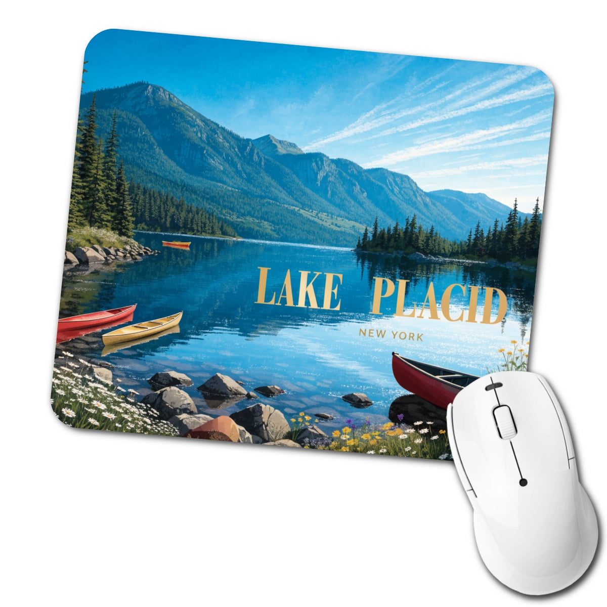 Lake Placid New York Travel Low Profile Mouse Pad Mat