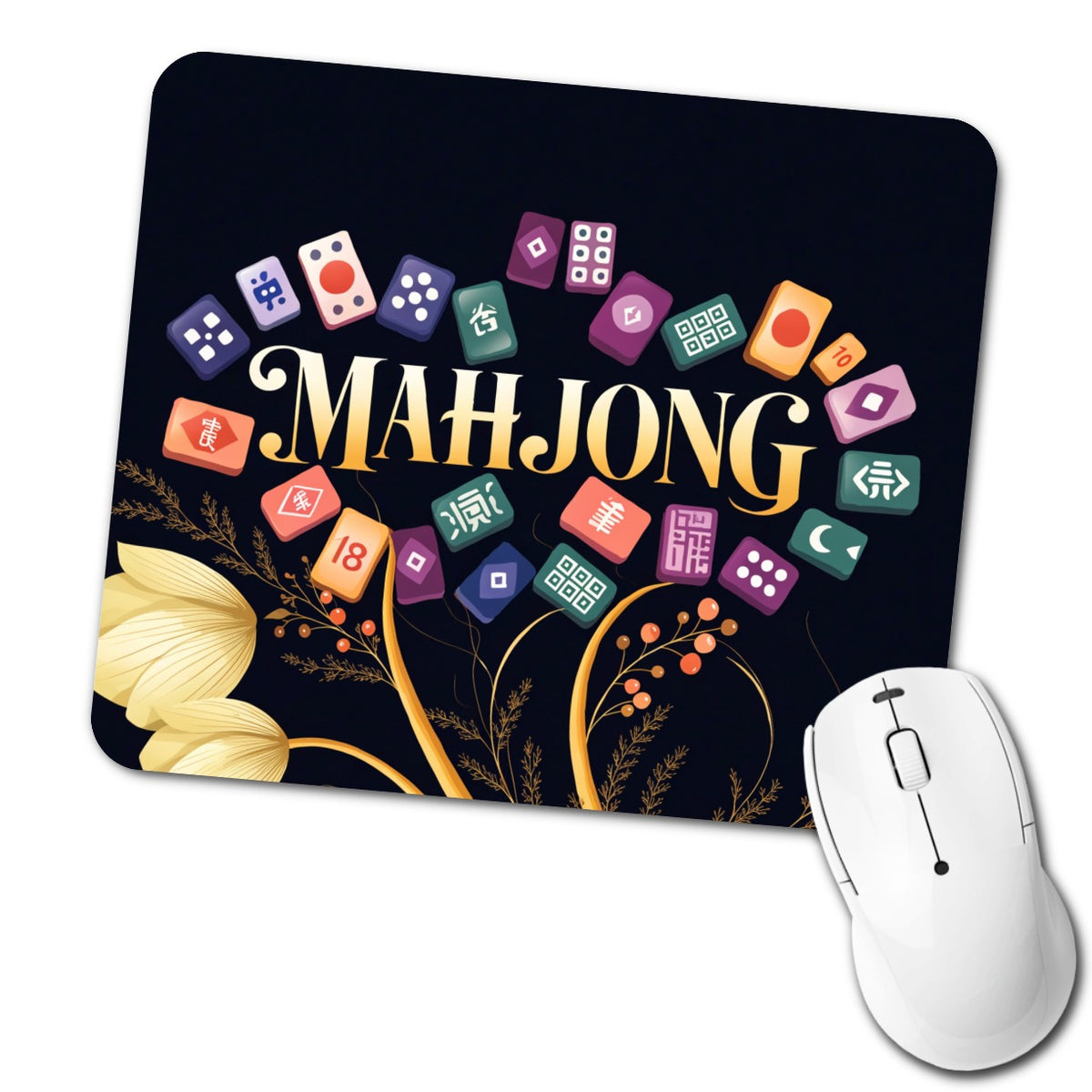 Mahjong Game Tiles Elegant Low Profile Mouse Pad Mat