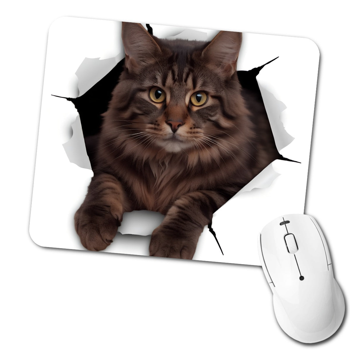 Main Coon Cat Breakout Low Profile Mouse Pad Mat