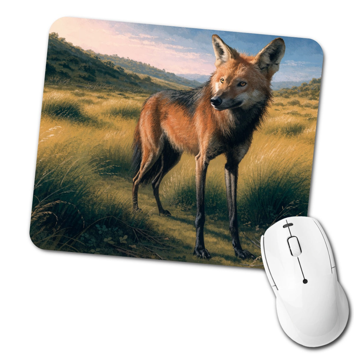 Maned Wolf Grasslands Low Profile Mouse Pad Mat