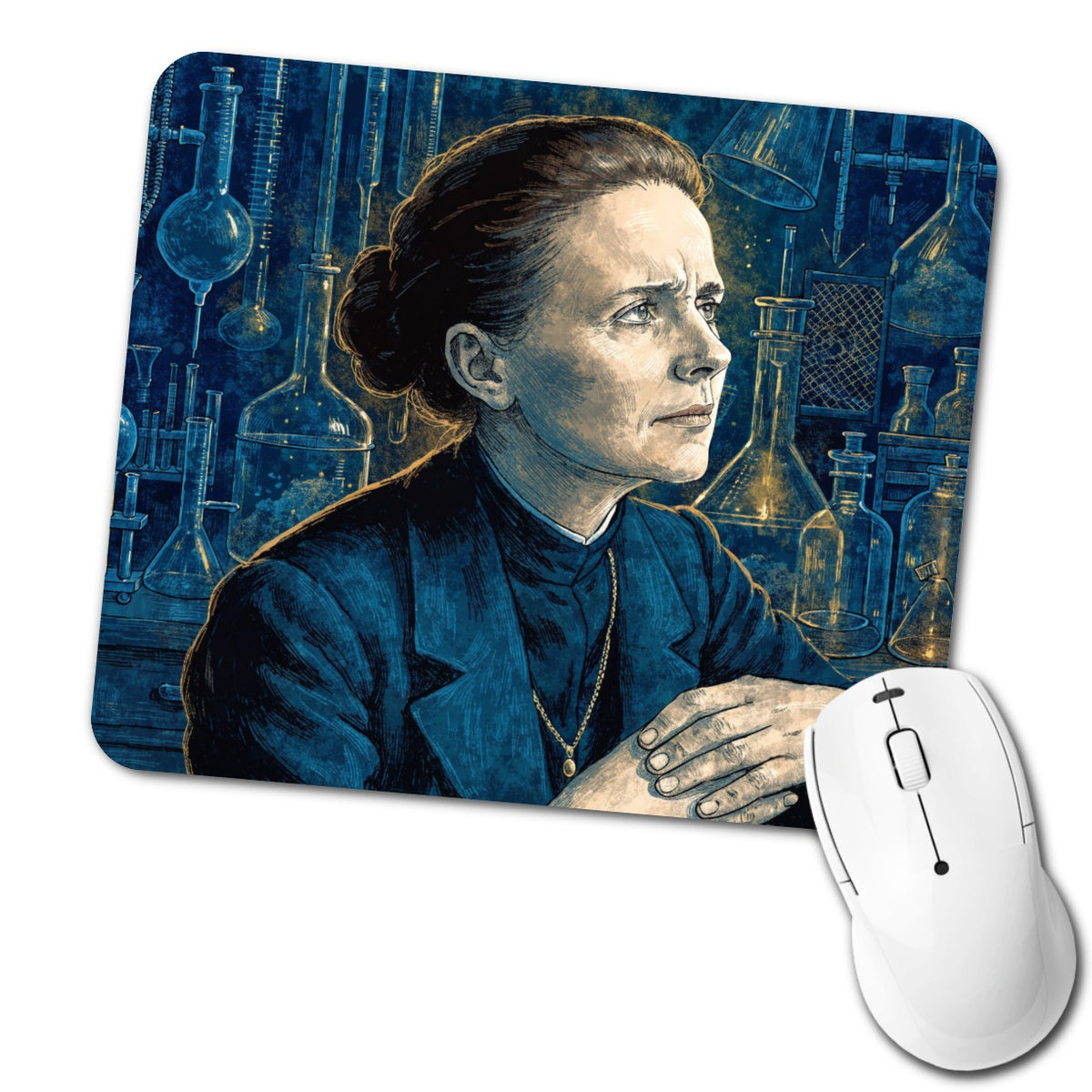 Marie Curie Scientist Low Profile Mouse Pad Mat