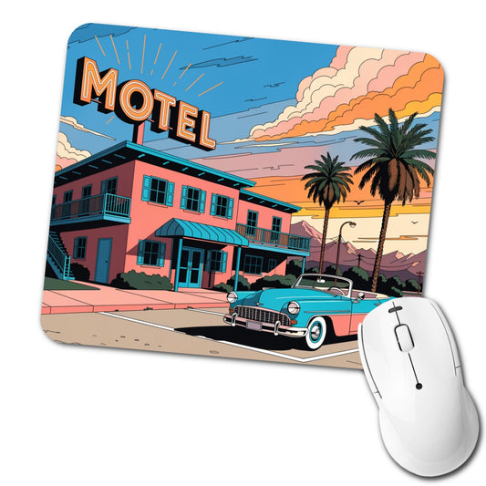 Mid Century Roadside Motel Low Profile Mouse Pad Mat