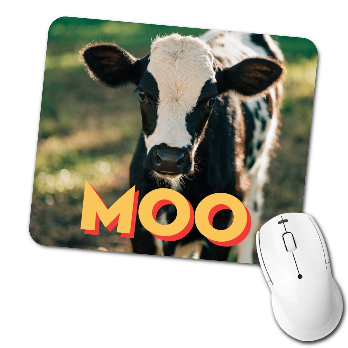 Moo Cow Funny Photo Low Profile Mouse Pad Mat
