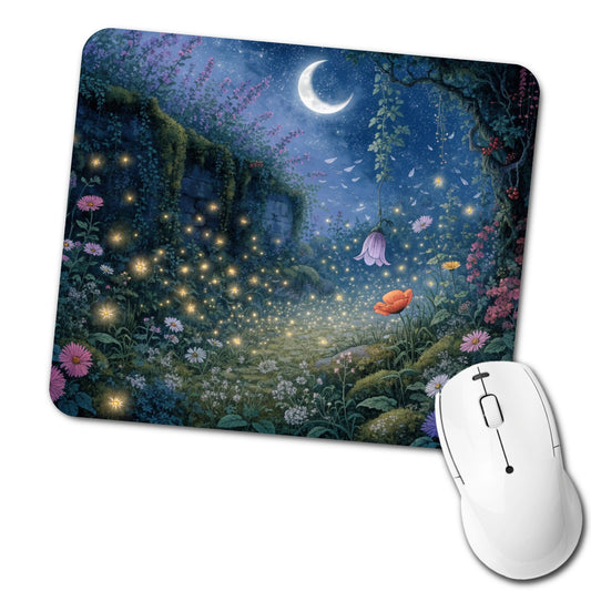 Moonlit Firefly Garden Low Profile Mouse Pad Mat