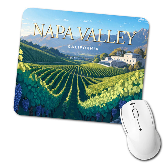 Napa Valley California Travel Grape Vines Wine Low Profile Mouse Pad Mat