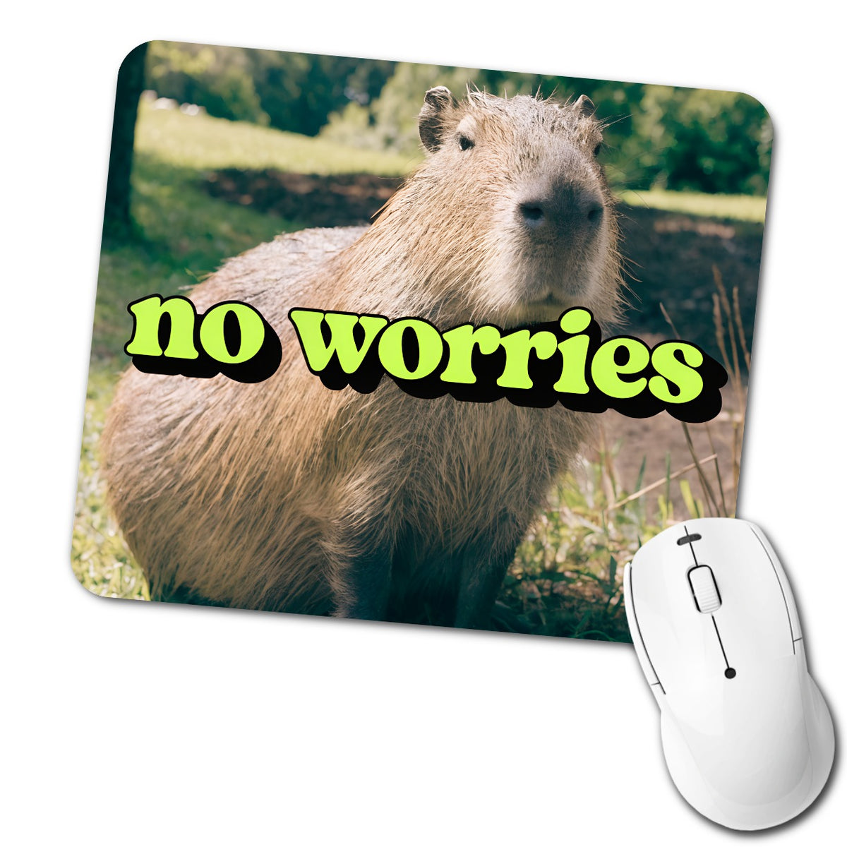 No Worries Capybara Funny Low Profile Mouse Pad Mat