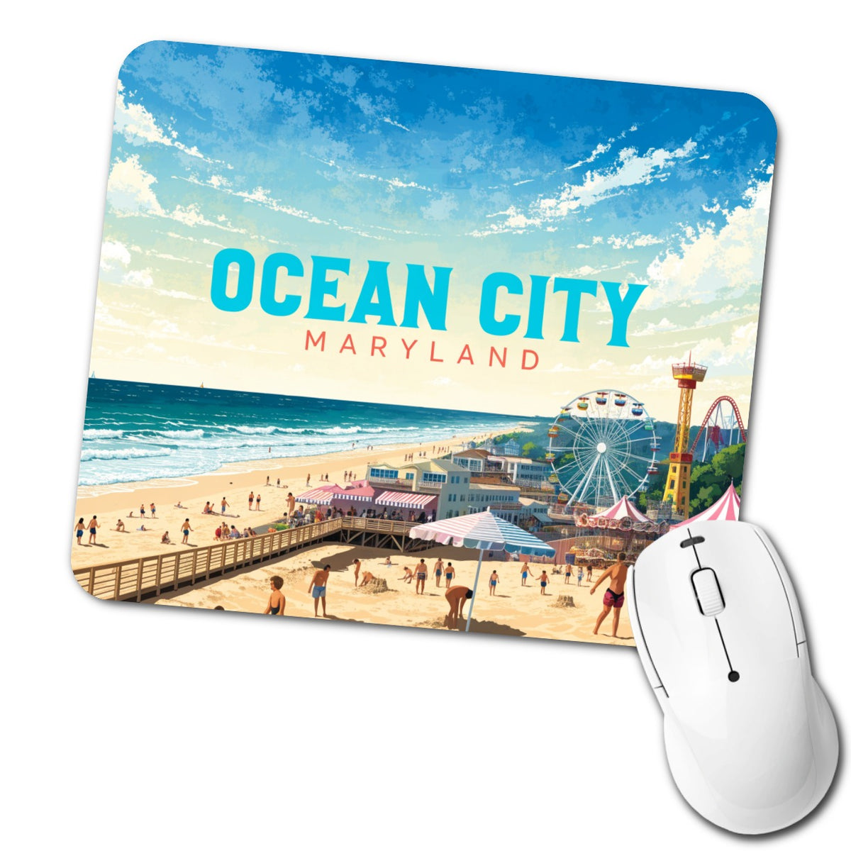 Ocean City Maryland Travel Low Profile Mouse Pad Mat