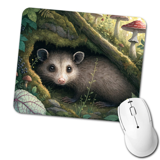 Opossum Woodland Garden Low Profile Mouse Pad Mat