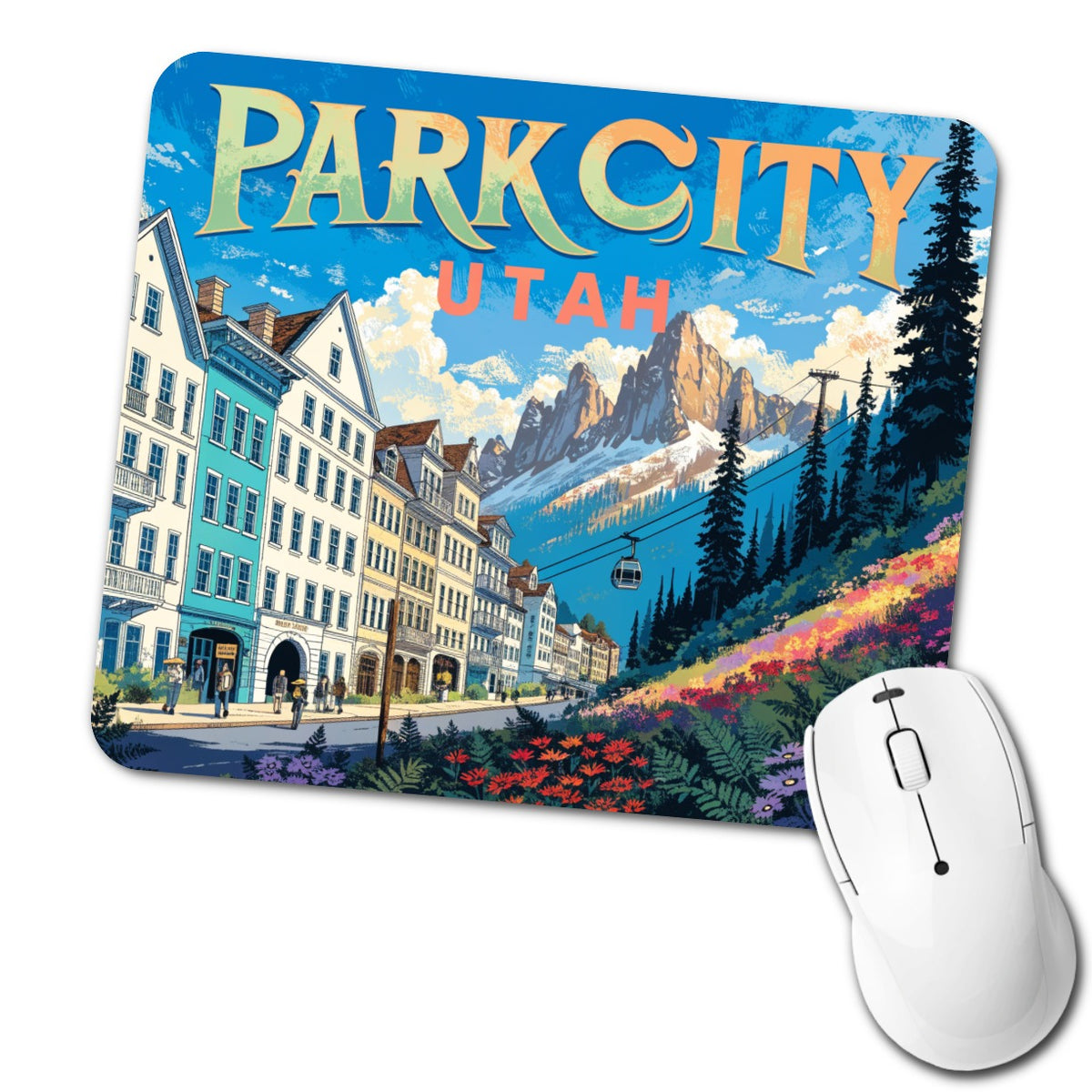 Park City Utah Travel Low Profile Mouse Pad Mat