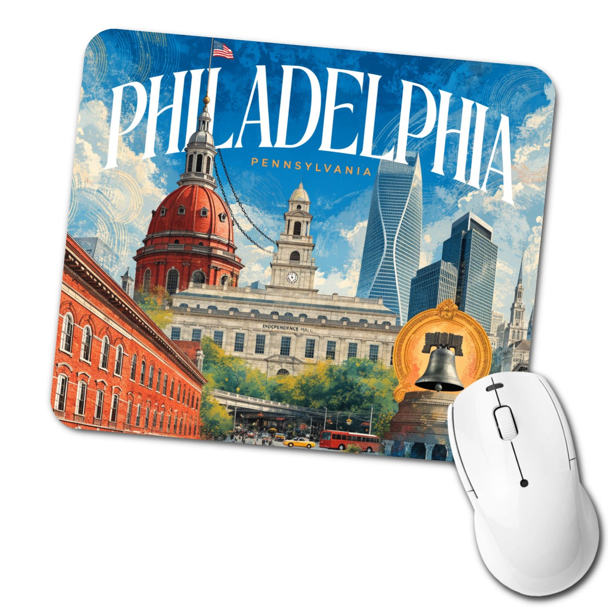 Philadelphia Pennsylvania Travel Low Profile Mouse Pad Mat