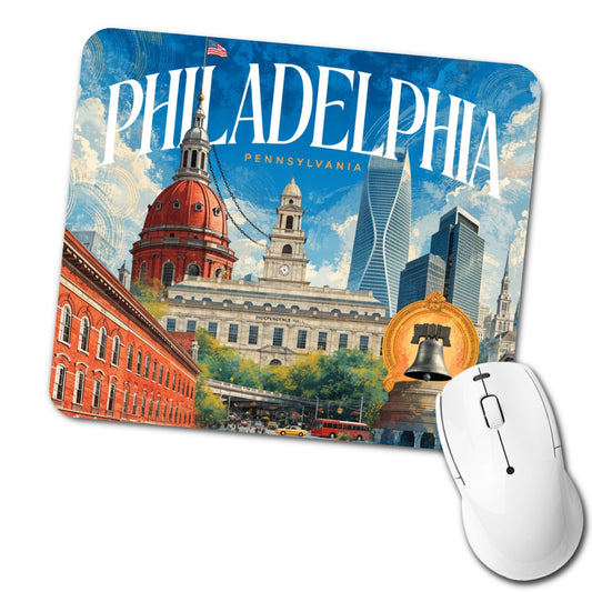 Philadelphia Pennsylvania Travel Low Profile Mouse Pad Mat