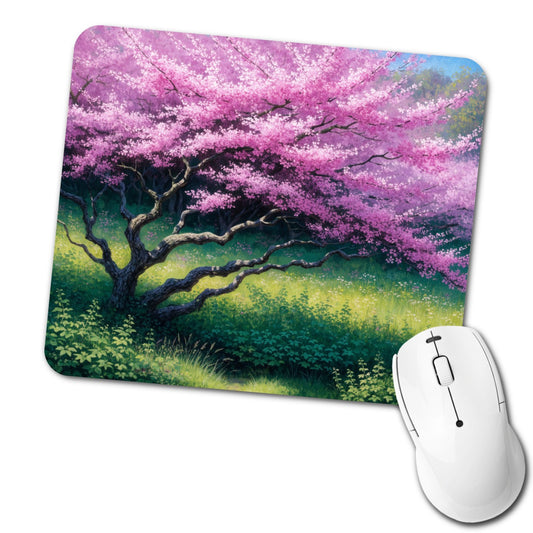 Pink Redbud Spring Tree Low Profile Mouse Pad Mat