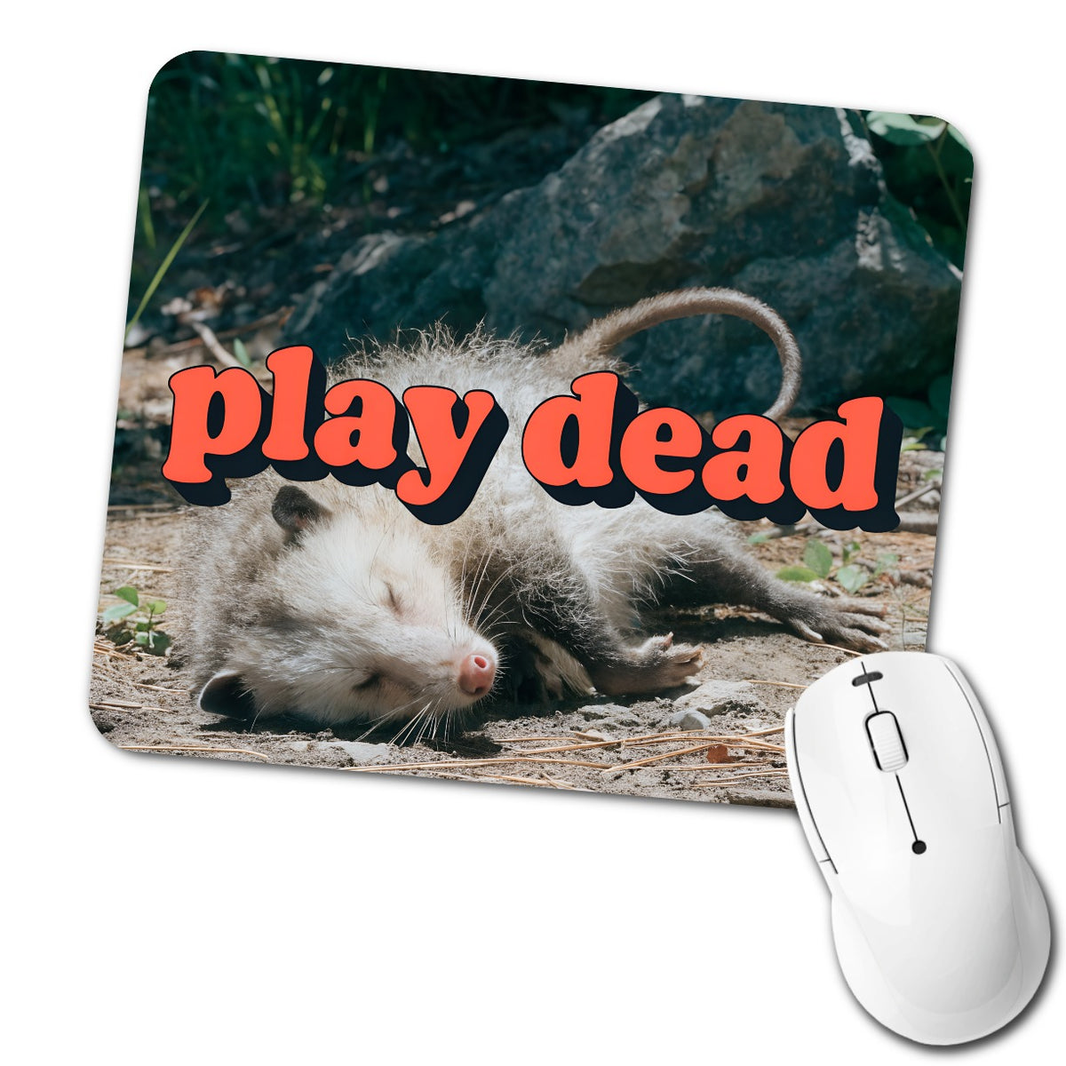 Play Dead Opossum Funny Low Profile Mouse Pad Mat
