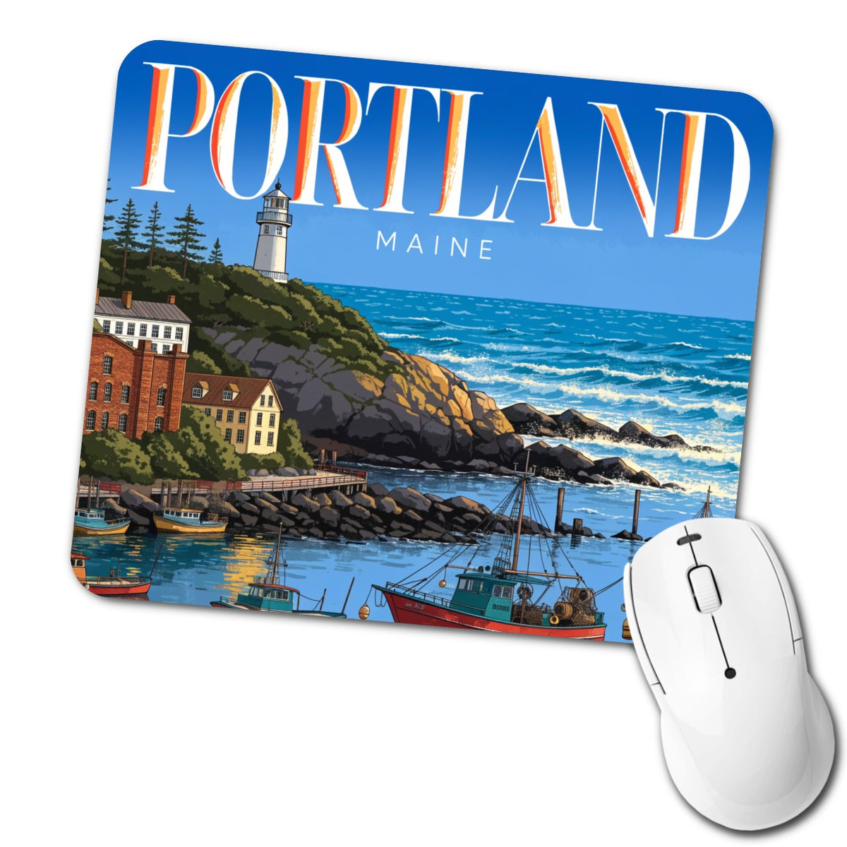 Portland Maine Travel Low Profile Mouse Pad Mat