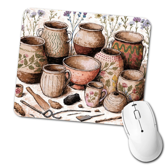 Pottery Ceramics Floral Low Profile Mouse Pad Mat