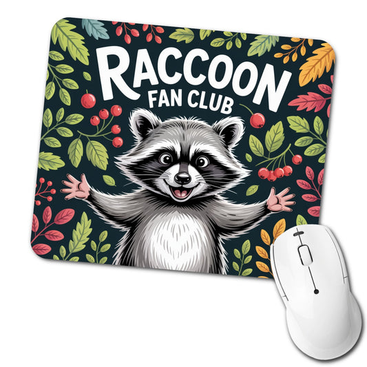 Raccoon Fan Club Mischievous Low Profile Mouse Pad Mat