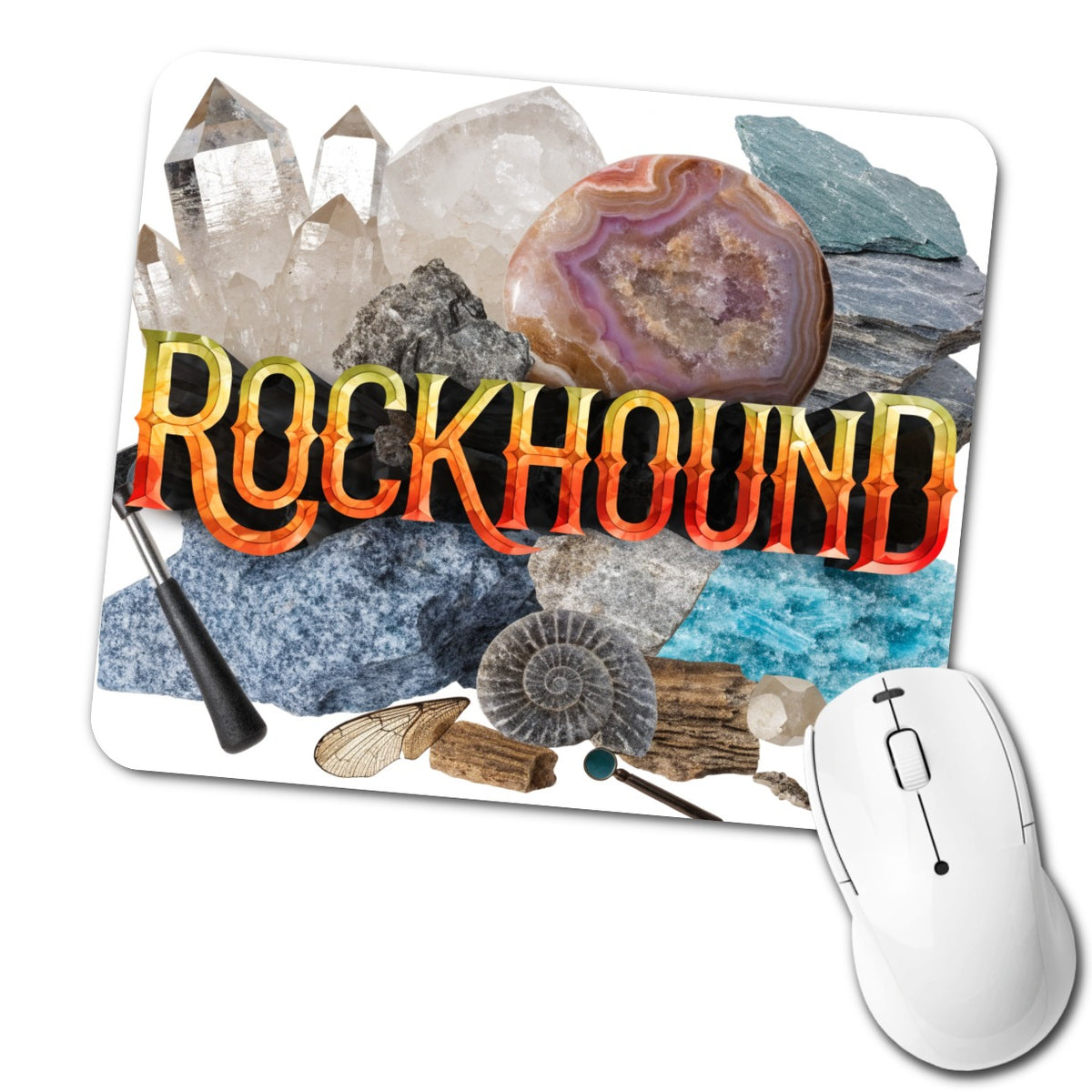 Rockhound Rocks Geodes Low Profile Mouse Pad Mat