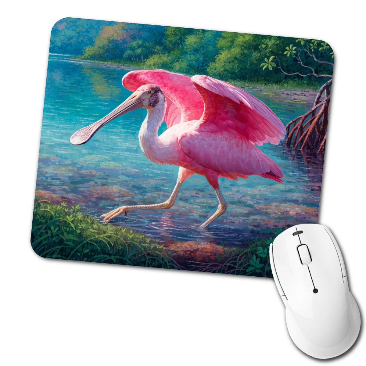 Roseate Spoonbill Wetlands Low Profile Mouse Pad Mat