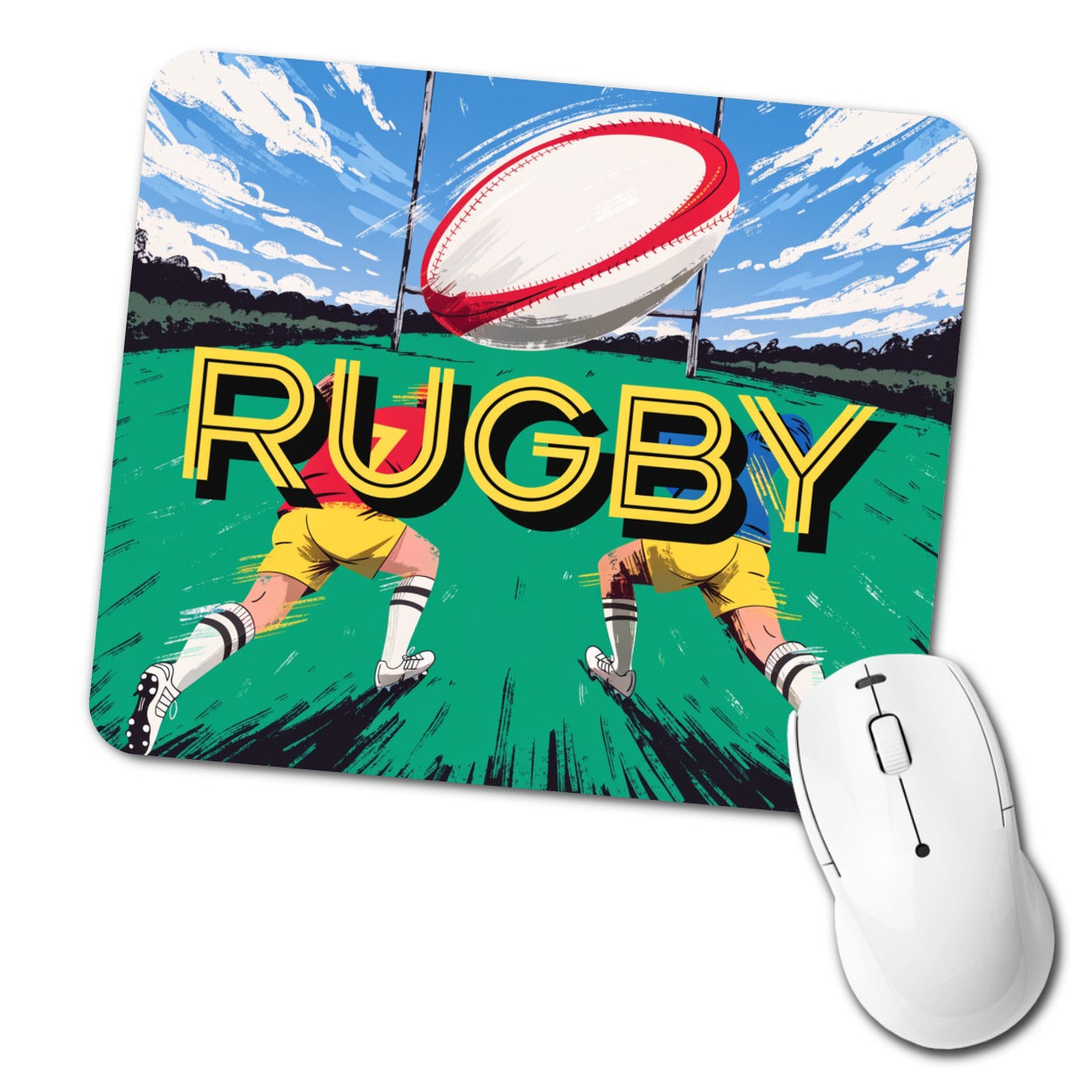 Rugby Ball Sports Low Profile Mouse Pad Mat