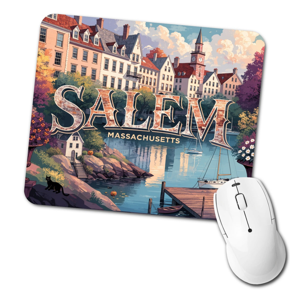 Salem Massachusetts Travel Low Profile Mouse Pad Mat