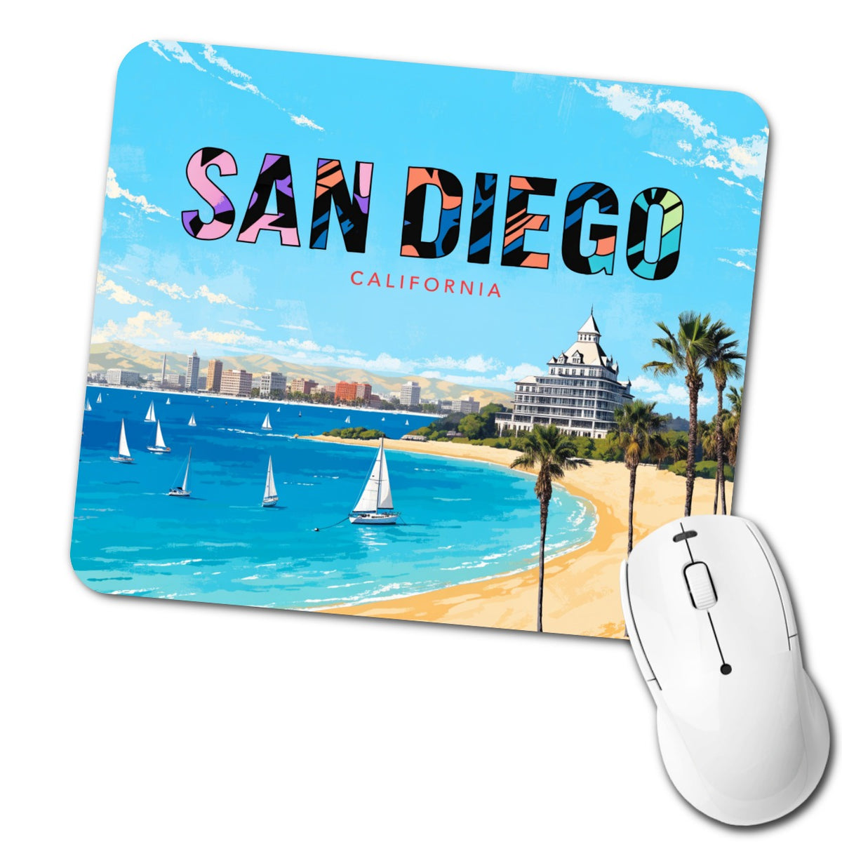 San Diego California Travel Ocean Low Profile Mouse Pad Mat