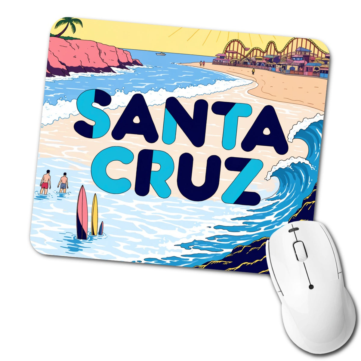 Santa Cruz Beach Travel Low Profile Mouse Pad Mat